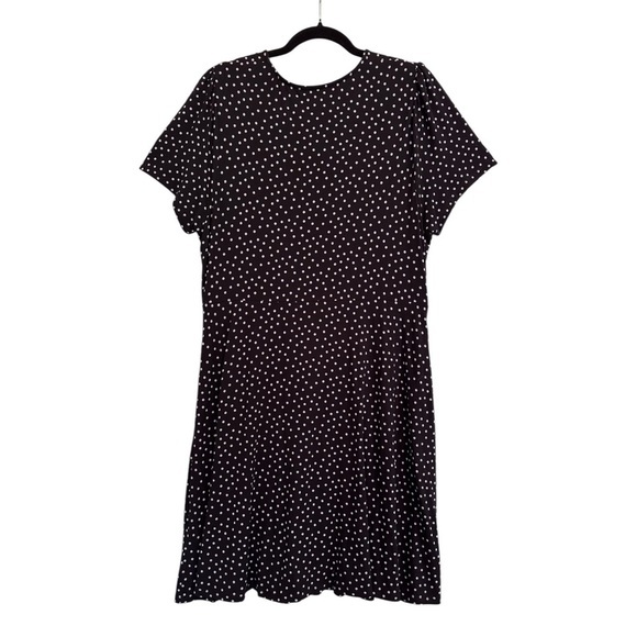 Boden Amelie‎ Black Pink Polka Dot Jersey Knit Fit Flare Dress Pockets Size 14 - Picture 5 of 13